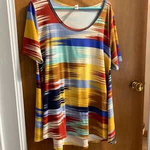 LuLaRoe Yellow and Red Graphic Relaxed T-Shirt